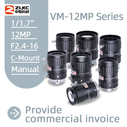 ZLKC 1/1.7 Inch Lens FA 4mm 6mm 12mm 16mm 25mm 35mm 50mm 75mm Fixed