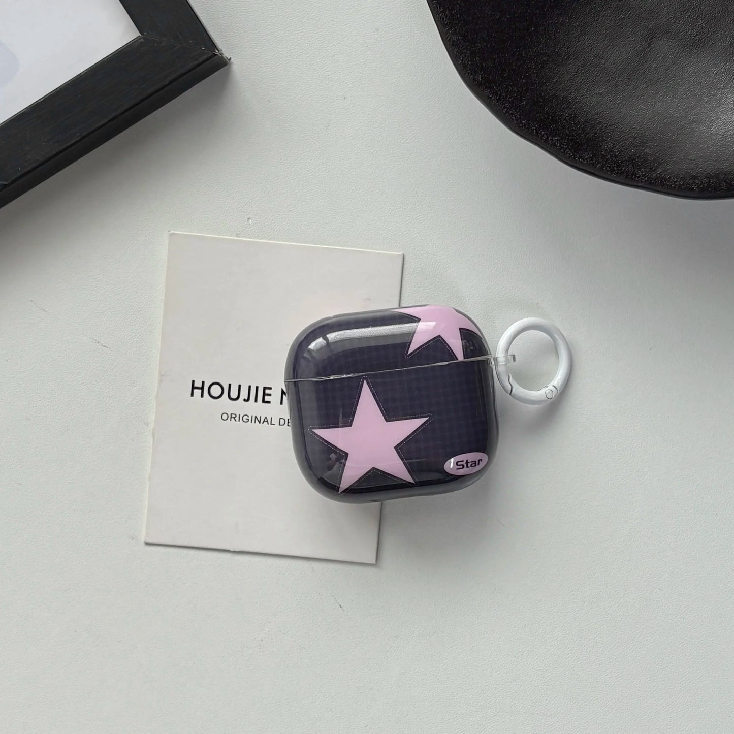 Y2K Style Fashion Blue Pink Five-Pointed Star Check Pattern Protective