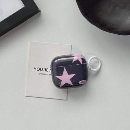Y2K Style Fashion Blue Pink Five-Pointed Star Check Pattern Protective