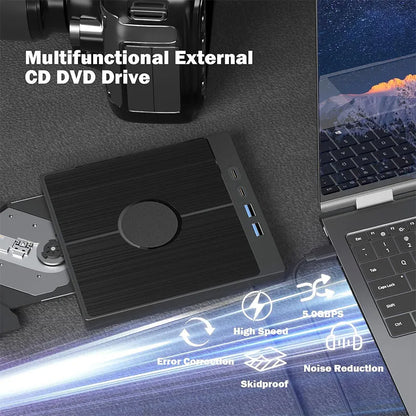 7-in-1 USB 3.0 Type C External CD DVD RW Optical Drive DVD Player