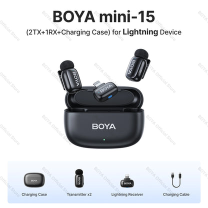 BOYA Mini Wireless Lavalier Lapel Microphone for iPhone iPad Android