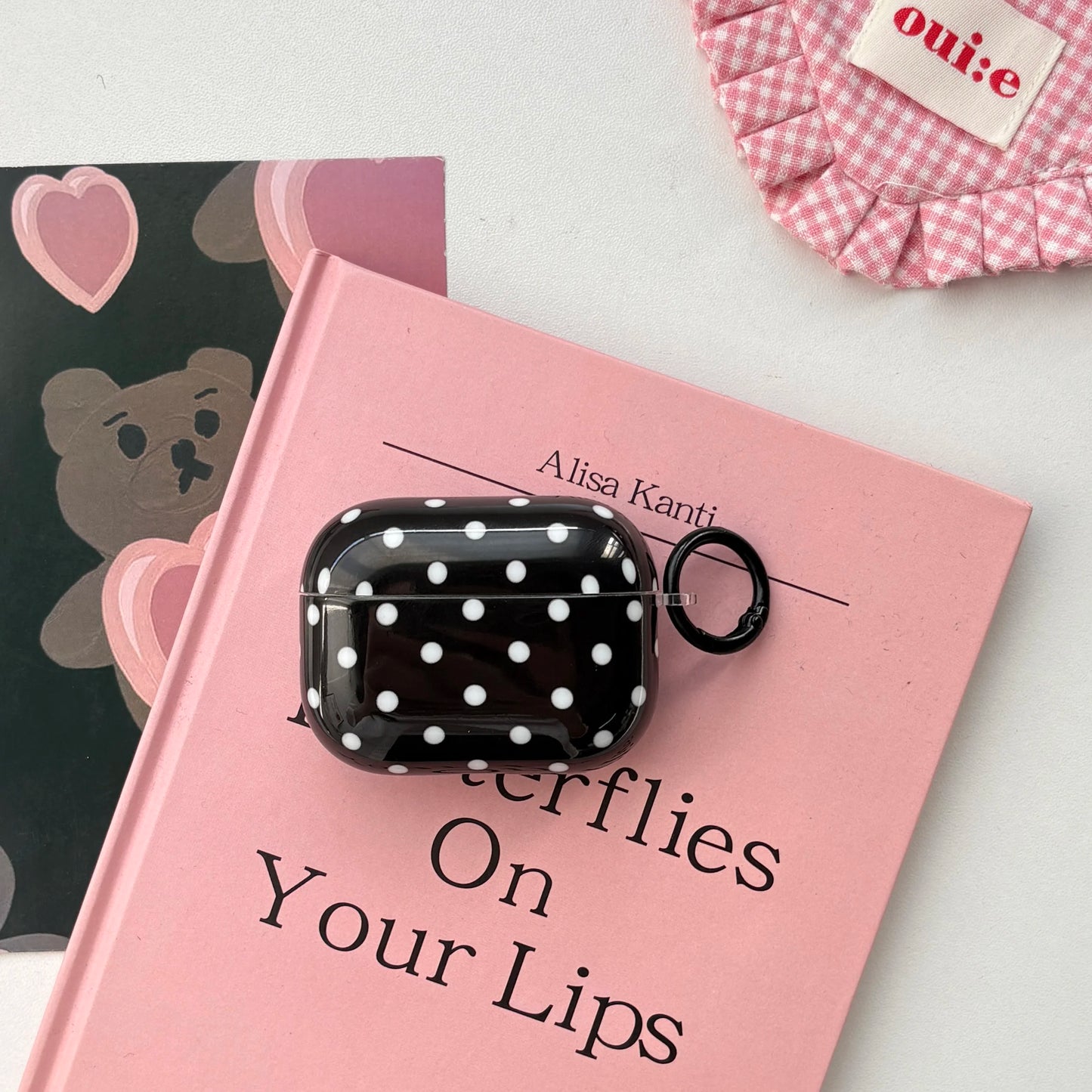 Simple Fashion White Polka Dot Pattern Black Glossy Protective