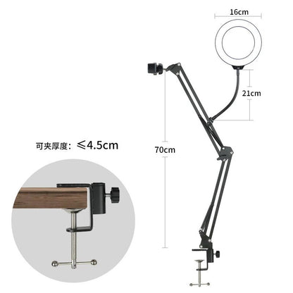 Overhead Tripod for Phone with Ring Light Desktop Cellphone Bracket