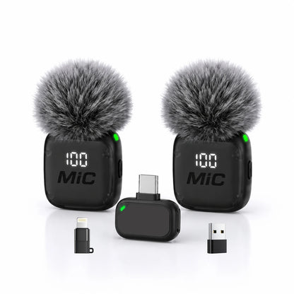 Mini Wireless Clip-On Microphone, Smart Noise Reduction, Long Battery