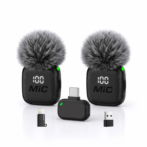 Mini Wireless Clip-On Microphone, Smart Noise Reduction, Long Battery