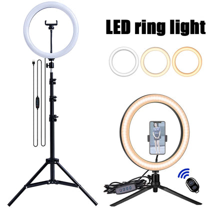33cm LED Selfie Ring Light Photography Lights Warm Cold Lamp With