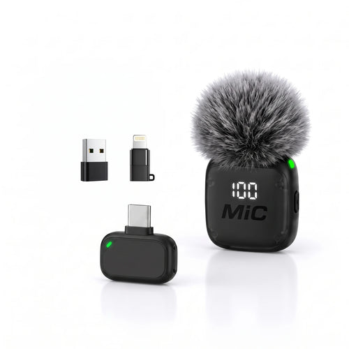 Mini Wireless Clip-On Microphone, Smart Noise Reduction, Long Battery