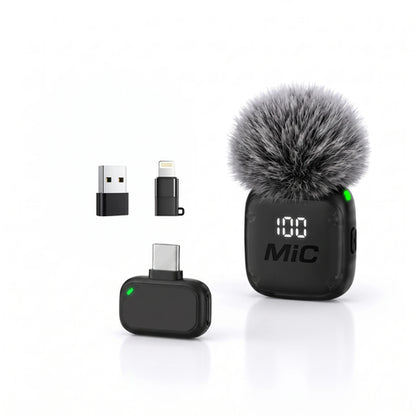 Mini Wireless Clip-On Microphone, Smart Noise Reduction, Long Battery