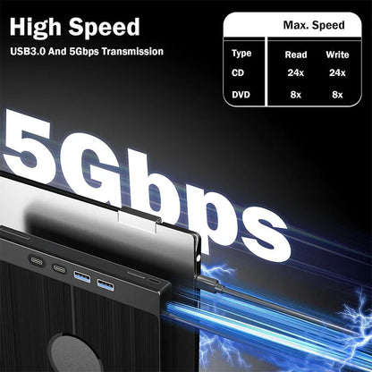 7-in-1 USB 3.0 Type C External CD DVD RW Optical Drive DVD Player