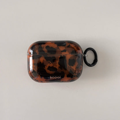 Stylish Dark Color Tortoiseshell Amber Glossy Cover Case For AirPods 1