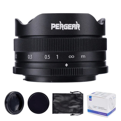 PERGEAR 10mm F5.6II APS-C Fisheye Manual Focus Prime Lens for Fuji XF