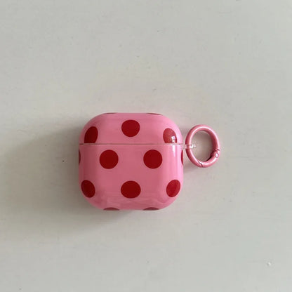 Fashion Simple Big Pink Blue Dots Polka Point Pattern Glossy Earphone
