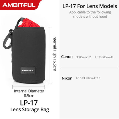 S/M/L/XL Camera Lens Pouch Drawstring Bag for All Camera DSLR