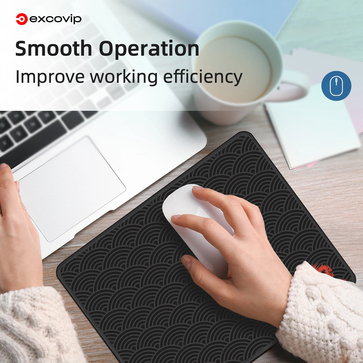 EXCO Gaming Mouse Pad with Stitched Edge Small Office Mousepad Smooth