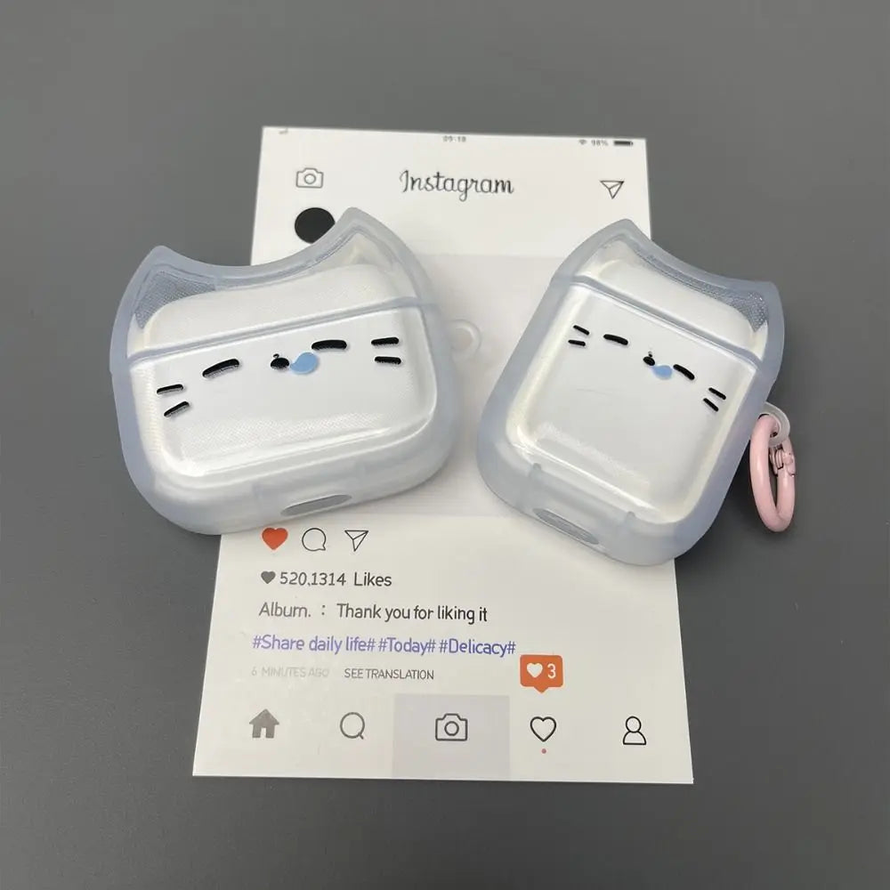 For Anti-Fall Sleepy Cat Earphone Case Dustproof Shockproof Headphone
