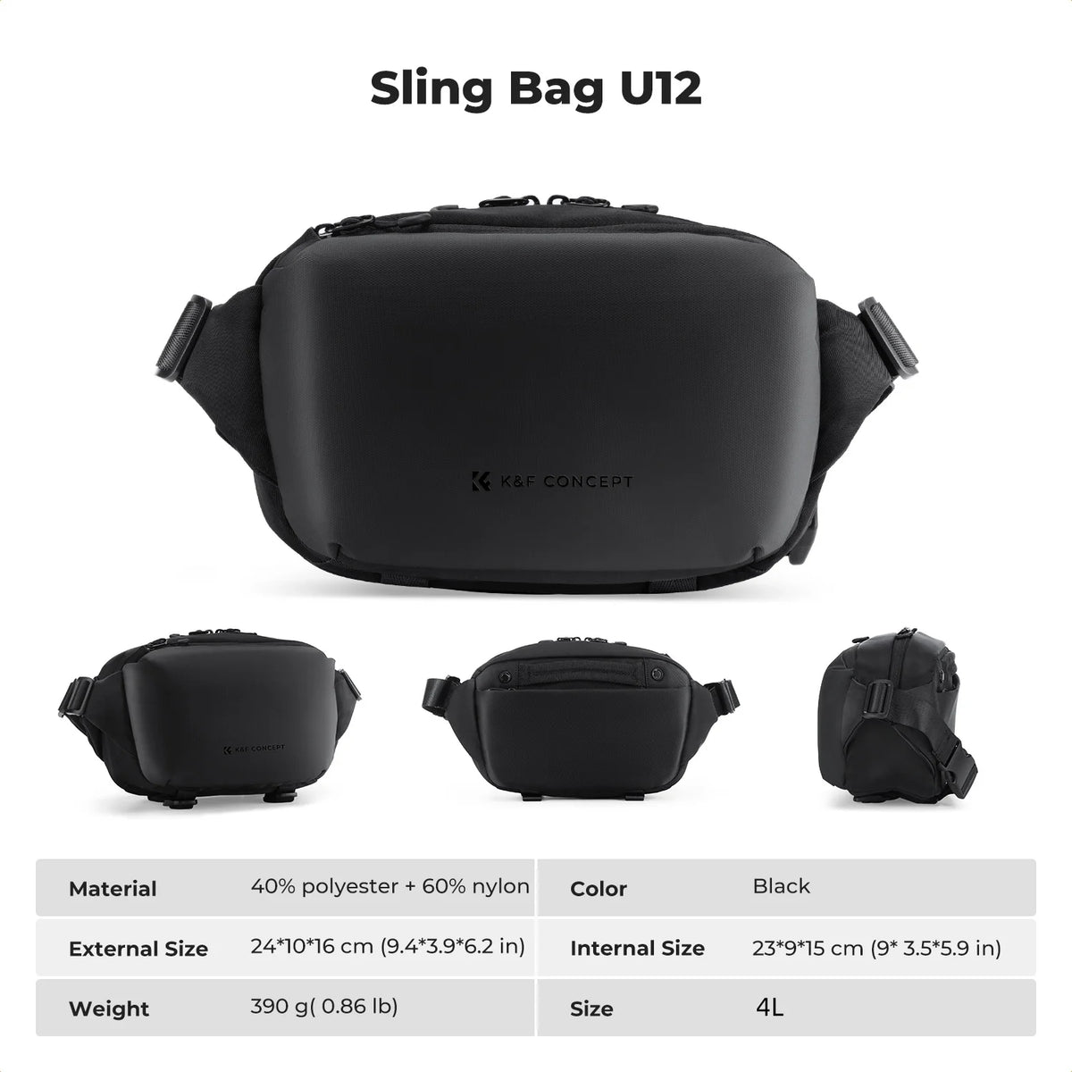 K&F CONCEPT 4L Camera Sling Bag Lightweight Travel Photography