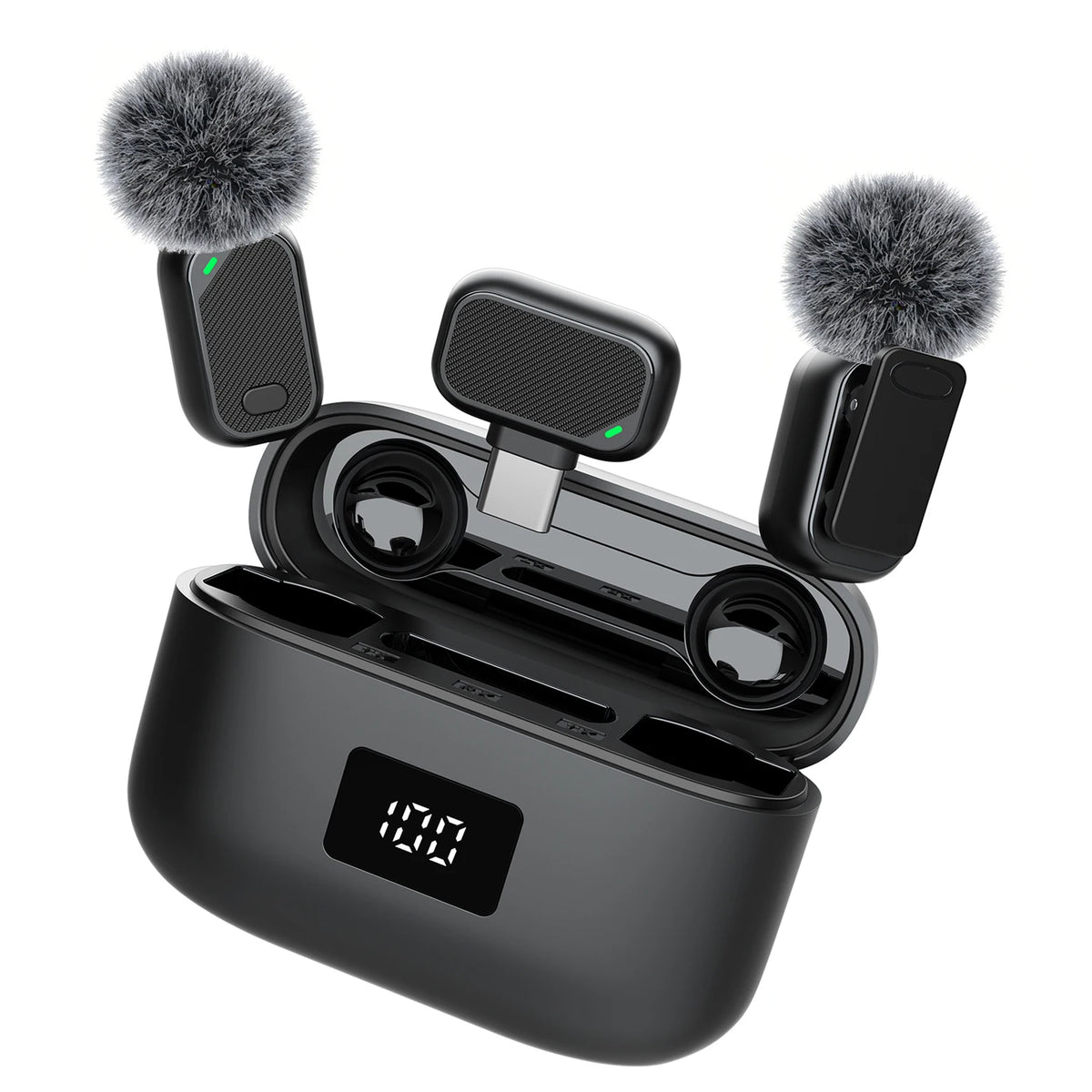 Mini Wireless Lavalier Microphone with Charging Case, 2.4G Noise