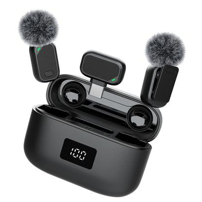 Mini Wireless Lavalier Microphone with Charging Case, 2.4G Noise