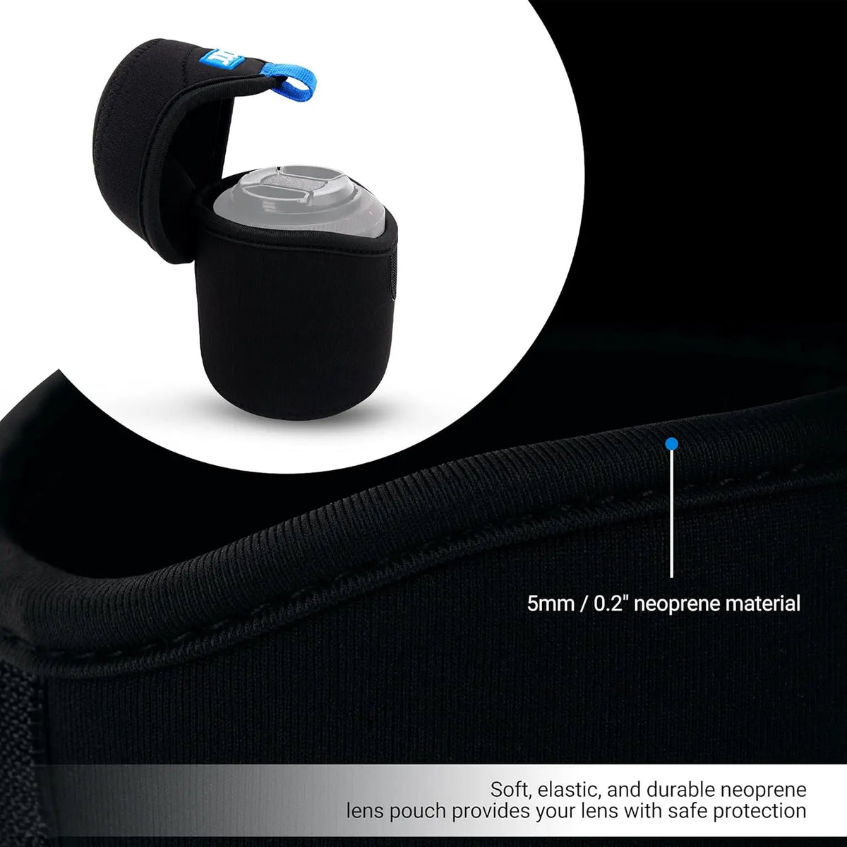 JJC Water Resistant Neoprene Camera Lens Pouch Case Fold-Over Lens Bag