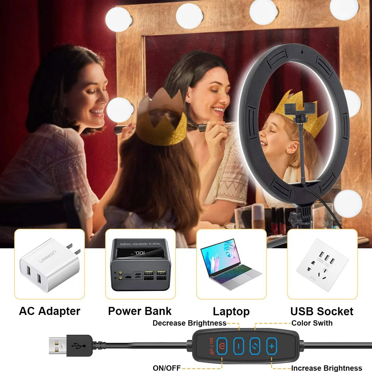 26 33CM Video Lights Dimmable Light Selfie LED Ring Light USB Ring