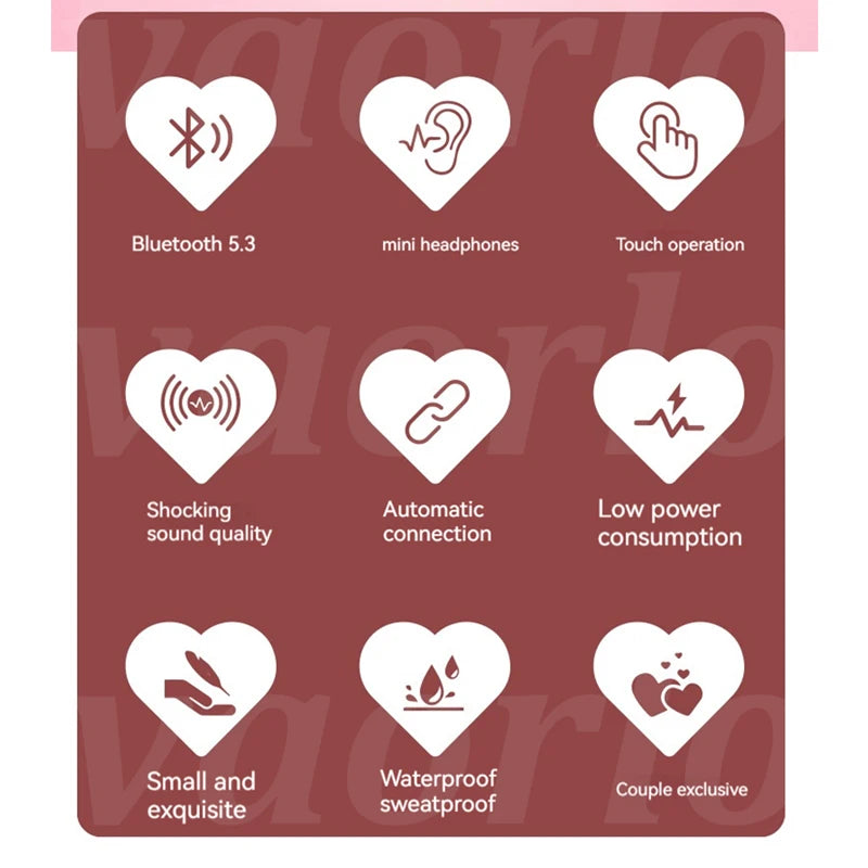 New Fashionable Bluetooth Wireless Headphone Heart Shaped TWS Headset