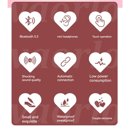 New Fashionable Bluetooth Wireless Headphone Heart Shaped TWS Headset