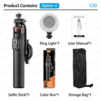 AXNEN C20 Magnetic Selfie Stick Tripod Extendable for Cellphone