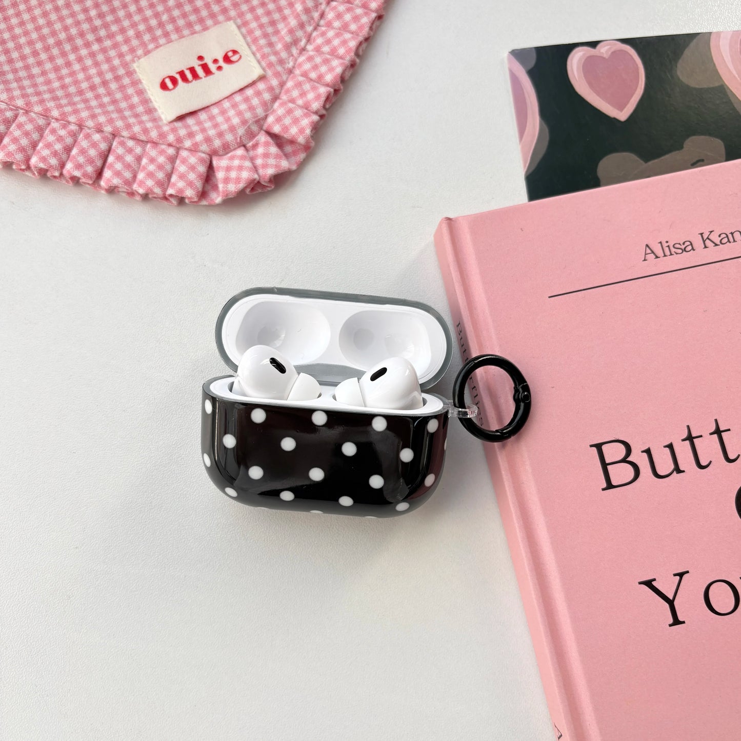 Simple Fashion White Polka Dot Pattern Black Glossy Protective