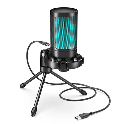 AmpliGame by FIFINE RGB USB Gaming Microphone with Light-touch