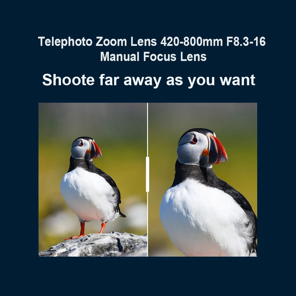 Lightdow 420-800mm F8.3-F16 Manual Zoom Super Telephoto Lens with T