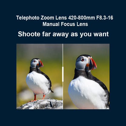 Lightdow 420-800mm F8.3-F16 Manual Zoom Super Telephoto Lens with T