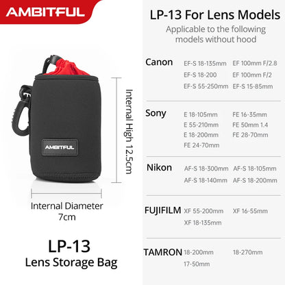 S/M/L/XL Camera Lens Pouch Drawstring Bag for All Camera DSLR