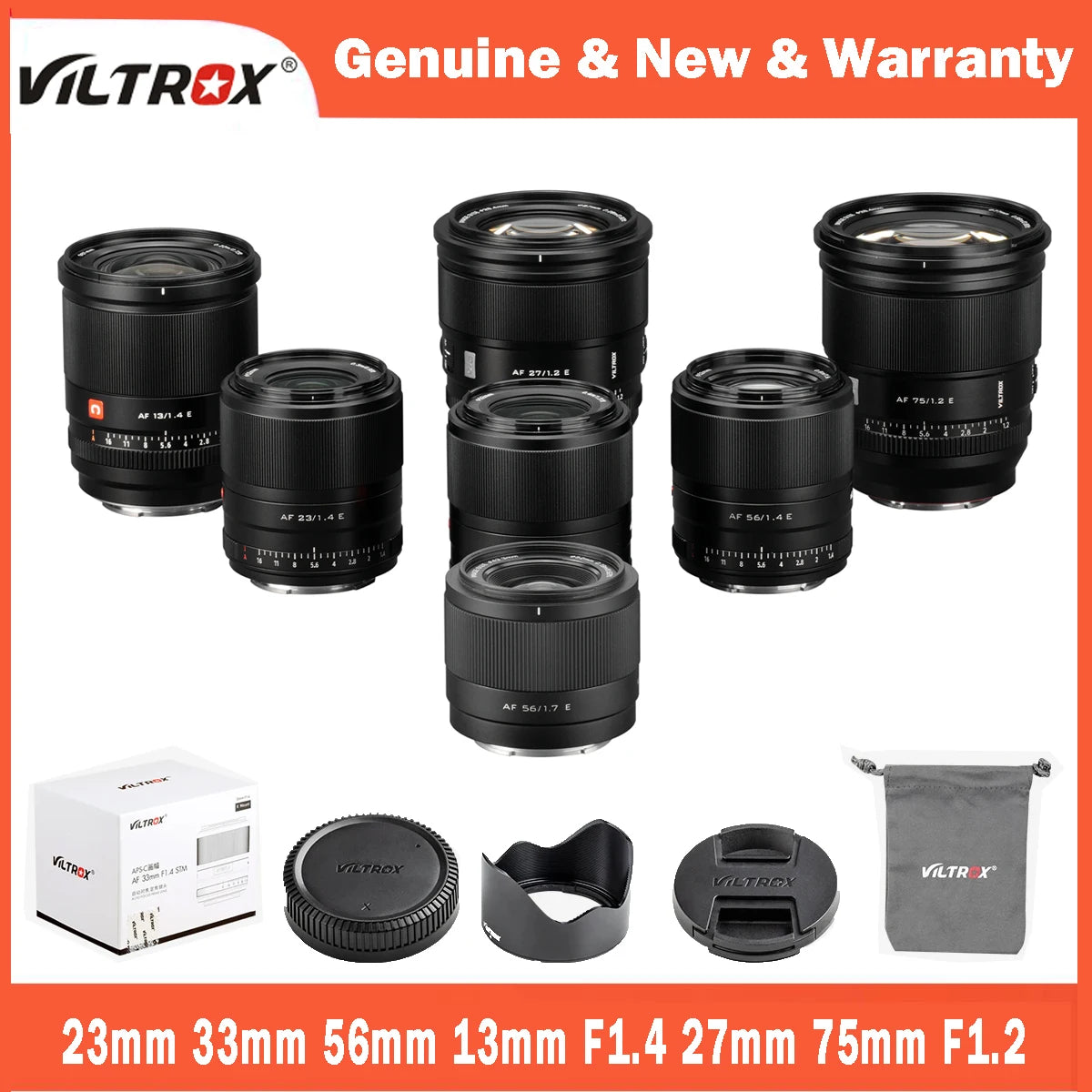 VILTROX 23mm 33mm 56mm 13mm F1.4 27mm 75mm F1.2 APS-C Camera Lens For