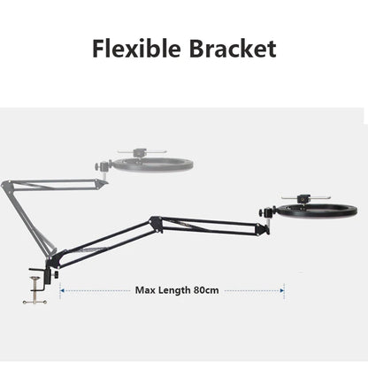 Overhead Tripod with Ring Light for Mobile Cell Phone Desktop Video