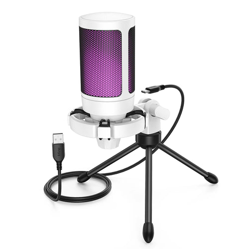 AmpliGame by FIFINE RGB USB Gaming Microphone with Light-touch