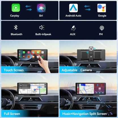 Universal Portable Carplay for Car Screen, Wireless Carplay Screen