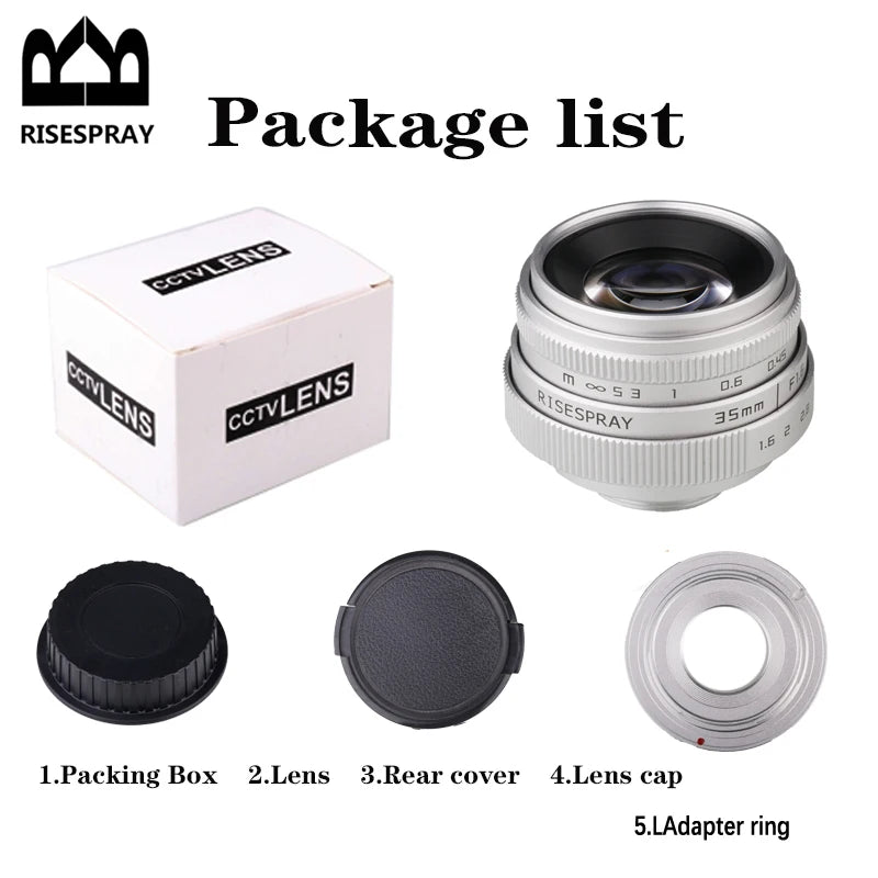 35mm F1.6 Manual Focus MF Prime Lens for Canon EOS M Nikon N1 Fuji X