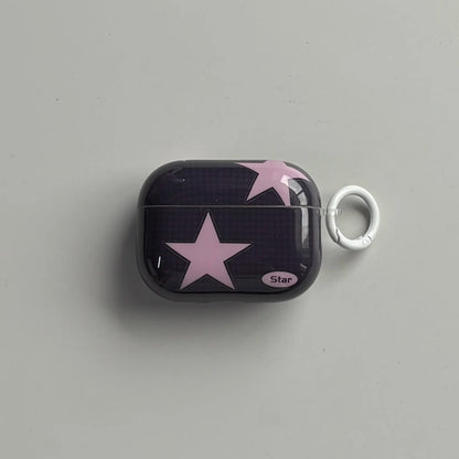 Y2K Style Fashion Blue Pink Five-Pointed Star Check Pattern Protective