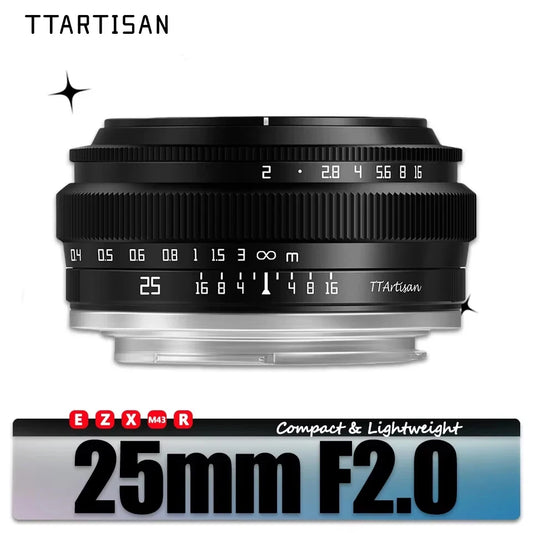 TTARTISAN 25mm F2 APS-C MF Portrait Photography Camera Lens for Sony