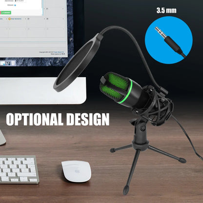 Professional USB Condenser Microphone For PC Laptop Streaming Video