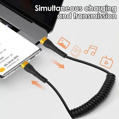 PD 120W Type C To Type C Cable 5A Fast Charge USB C Spring Car Charger