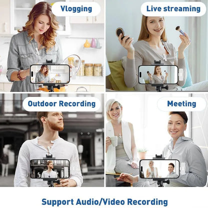 Wireless Lavalier Microphone Mini Lapel Mic with Noise Cancellation