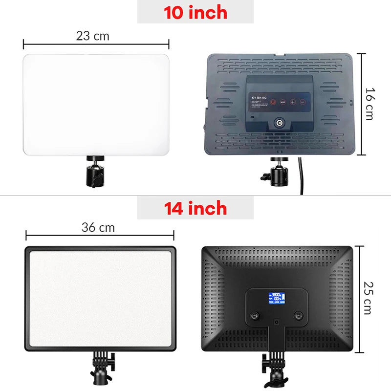 14inch 10inch LED Video Light Panel EU Plug 3200K-6000K Photography