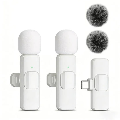 Wireless Lavalier Microphone Mini Lapel Mic with Noise Cancellation