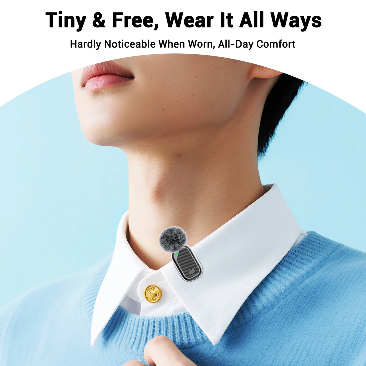 Mini Wireless Lavalier Microphone with Charging Case, 2.4G Noise