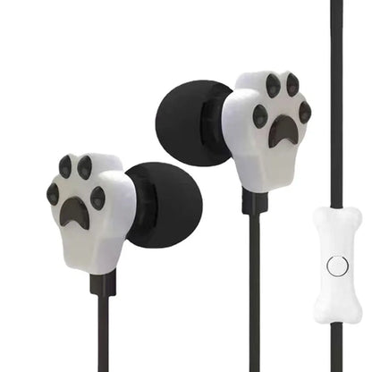 Cat Paw Earbuds Stereo 3.5mm In-Ear Headphones with Mic Earpiece