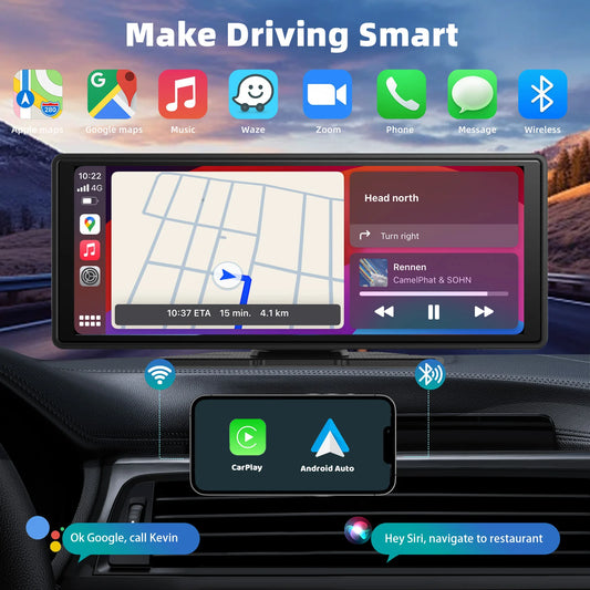 Universal Portable Wireless Carplay Screen for Car with Android Auto