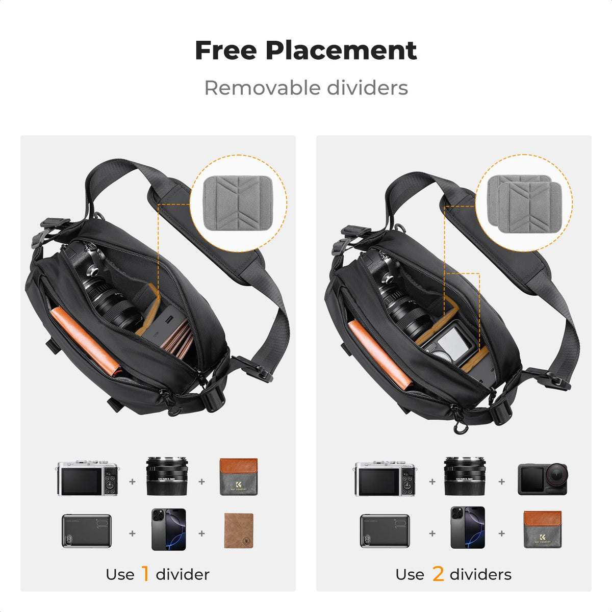 K&F CONCEPT 4L Camera Sling Bag Lightweight Travel Photography