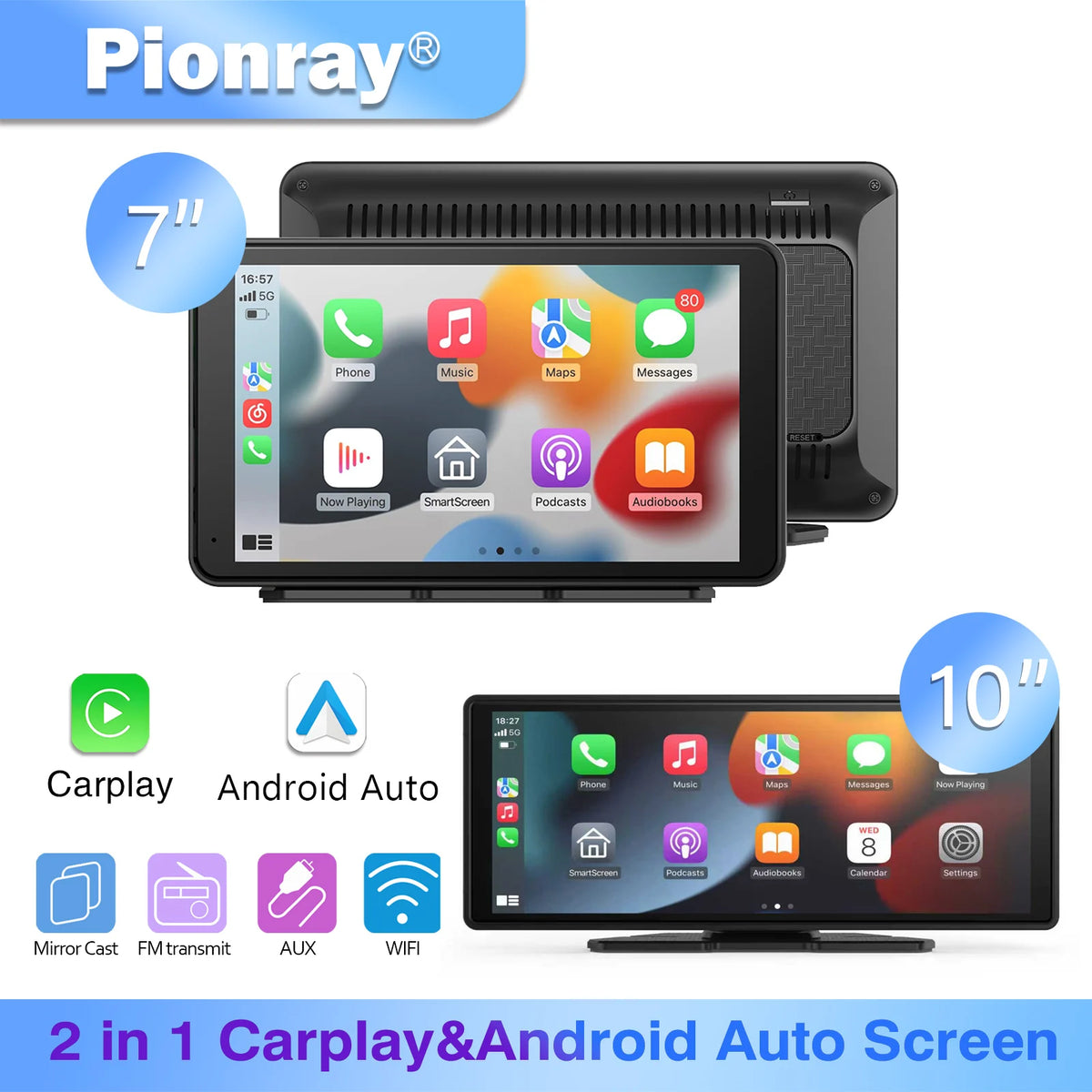 Pionray 7/10 inches android auto Universal Portable CarPlay for Car