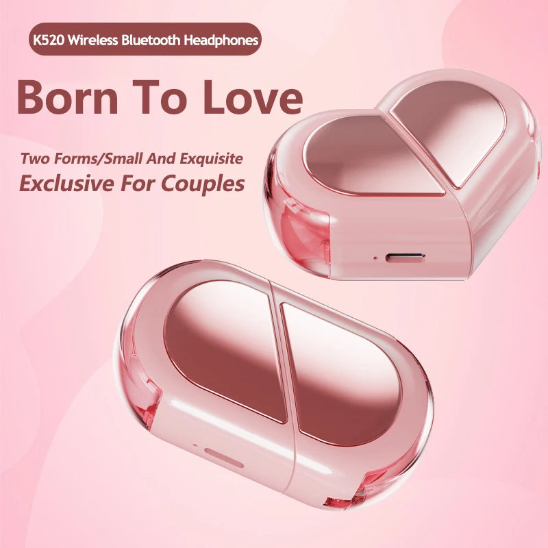 New Fashionable Bluetooth Wireless Headphone Heart Shaped TWS Headset